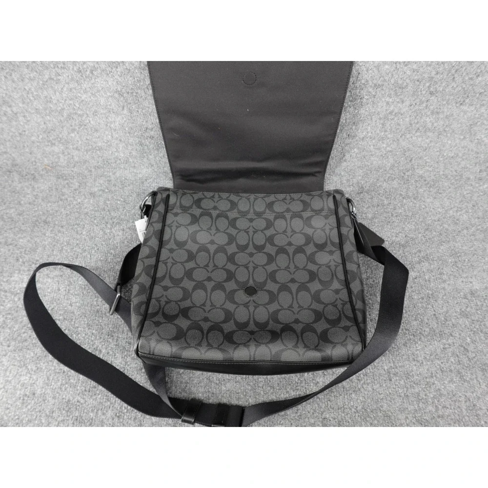Coach Houston Map Bag Signature Canvas Mens Charcoal Black F73339 Messenger Bag